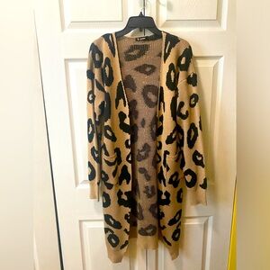 NWOT BTFBM Cheetah Print Long Cardigan L